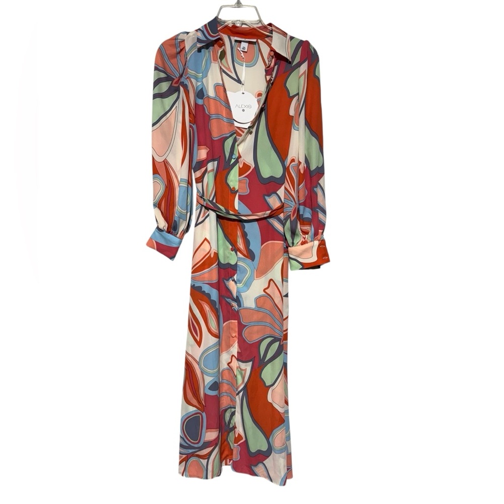 Alexis Target NWT Mixed Floral Long Sleeve Maxi Dress XXS 70s Psychedelic